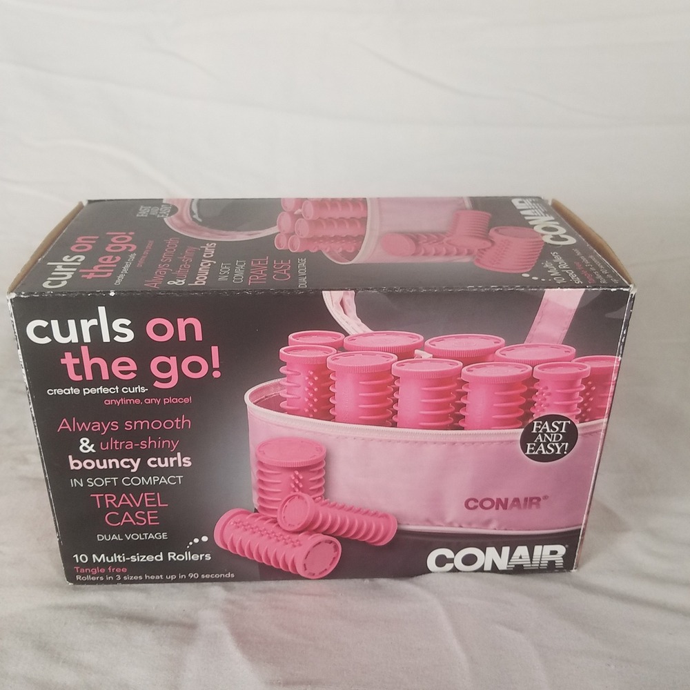 Conair Curls on the Go Travel Hot Rollers Women OS Pink Excellent 10‎ Multi-Size